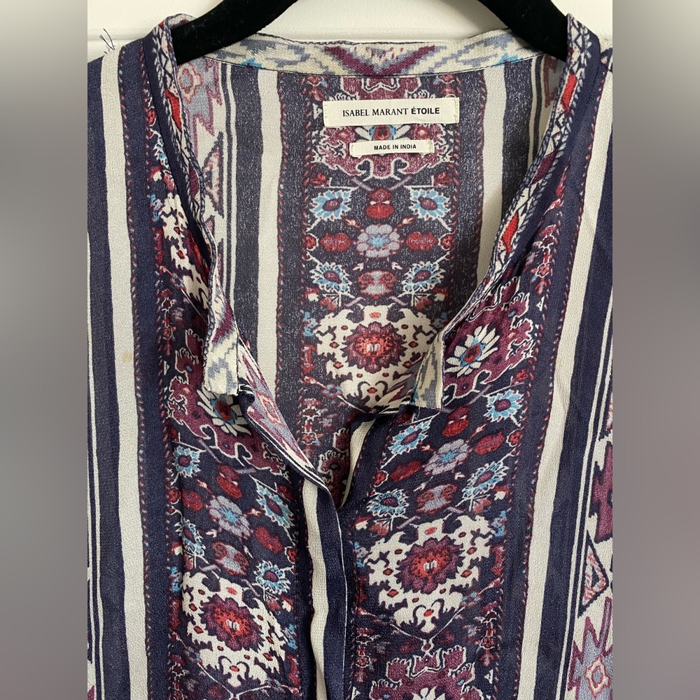 Isabel Marant Etoile Tilda Paisley Print Boho Sheer Midi Kaftan Dress US Sz 2-4 - Picture 5 of 9